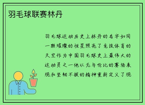 羽毛球联赛林丹